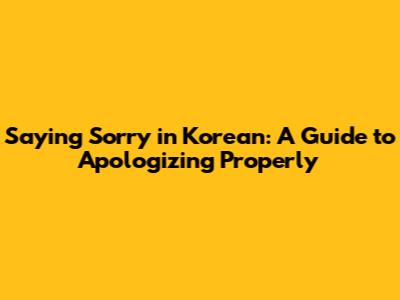 Saying Sorry in Korean: A Guide to Apologizing Properly