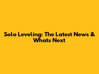 Solo Leveling: The Latest News & What's Next