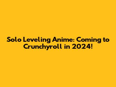 Solo Leveling Anime: Coming to Crunchyroll in 2024!