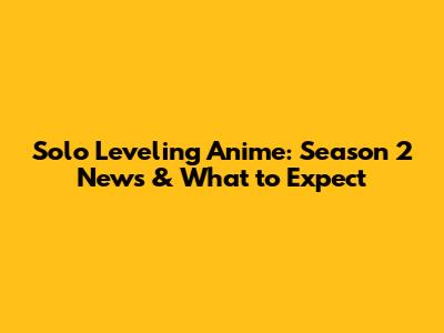 Solo Leveling Anime: Season 2 News & What to Expect