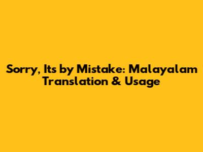 Sorry, It's by Mistake: Malayalam Translation & Usage
