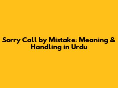 Sorry Call by Mistake: Meaning & Handling in Urdu