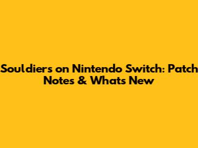 Souldiers on Nintendo Switch: Patch Notes & What's New