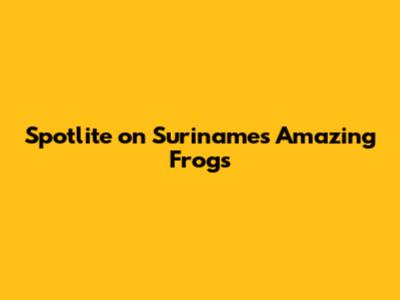 Spotlite on Suriname's Amazing Frogs