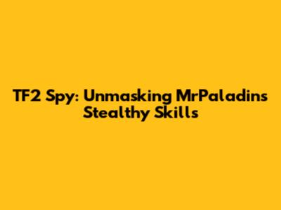 TF2 Spy: Unmasking MrPaladin's Stealthy Skills