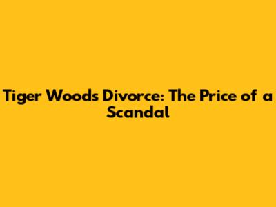 Tiger Woods Divorce: The Price of a Scandal