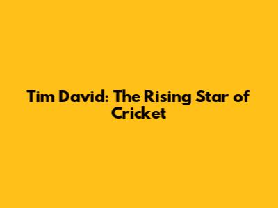 Tim David: The Rising Star of Cricket