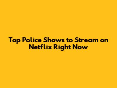 Top Police Shows to Stream on Netflix Right Now