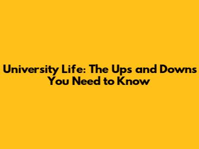 University Life: The Ups and Downs You Need to Know