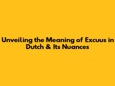 Unveiling the Meaning of "Excuus" in Dutch & Its Nuances