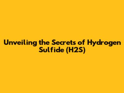 Unveiling the Secrets of Hydrogen Sulfide (H2S)