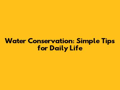 Water Conservation: Simple Tips for Daily Life