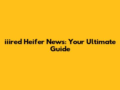 iiired Heifer News: Your Ultimate Guide